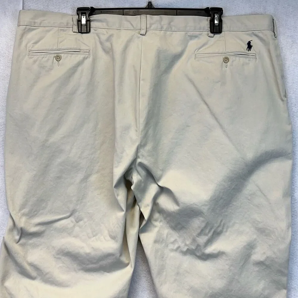 POLO‎ RALPH LAUREN Pants Men's Size 50B Beige Cotton Flat Front Chino High-Rise